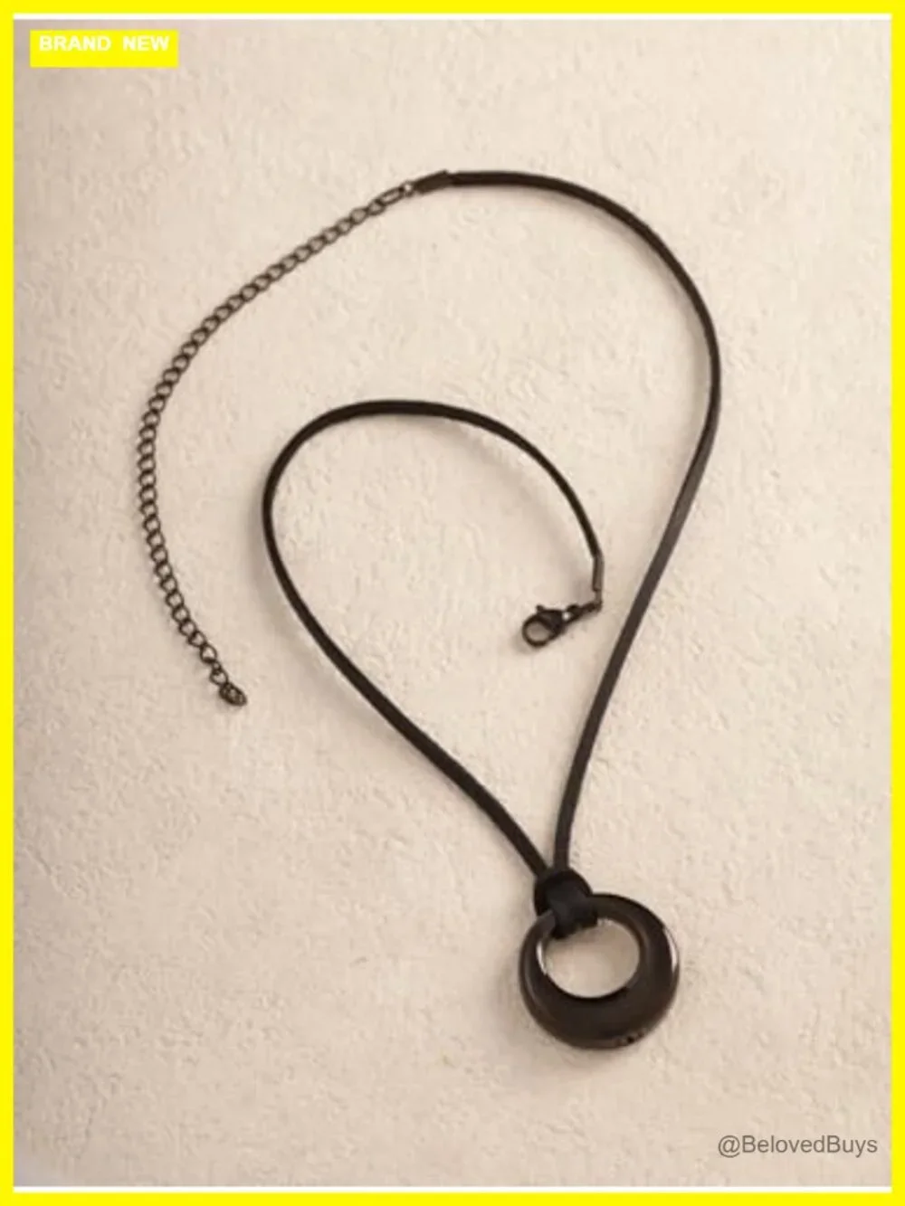Boho Gothic O Ring Choker Necklace Faux Leather Stainless Steel